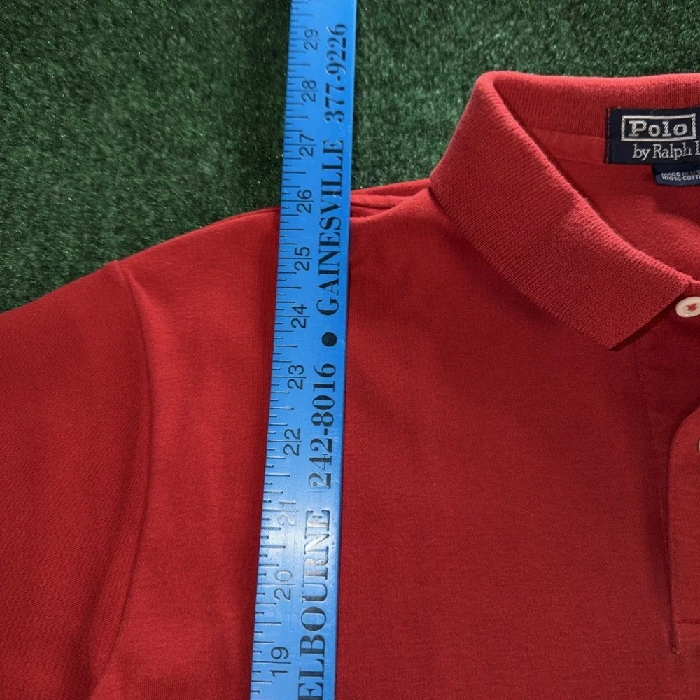 VTG Polo Ralph Lauren Men's Short Sleeve Red/ Blue Horse Polo Size XL USA Made